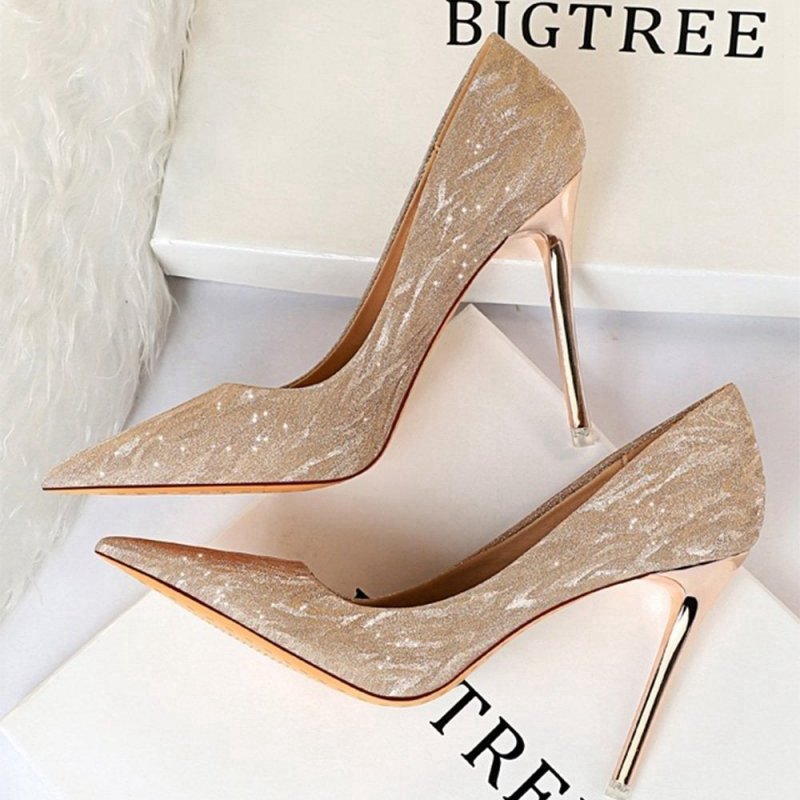 Shallow Toe Sequined Stiletto High Heels