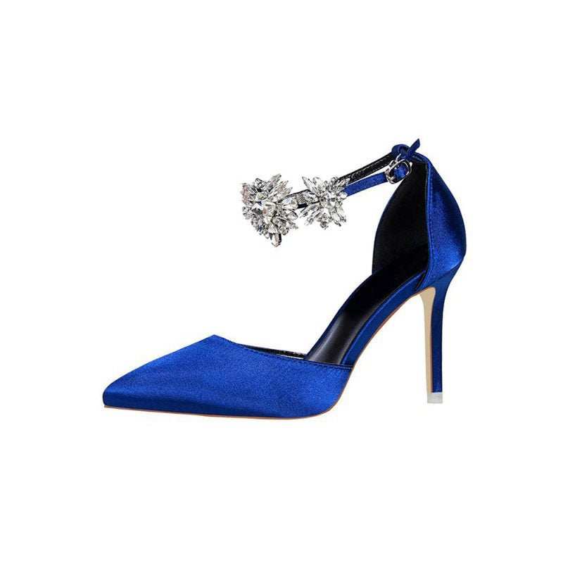 Ankle Strap Prom Heels with Crystals