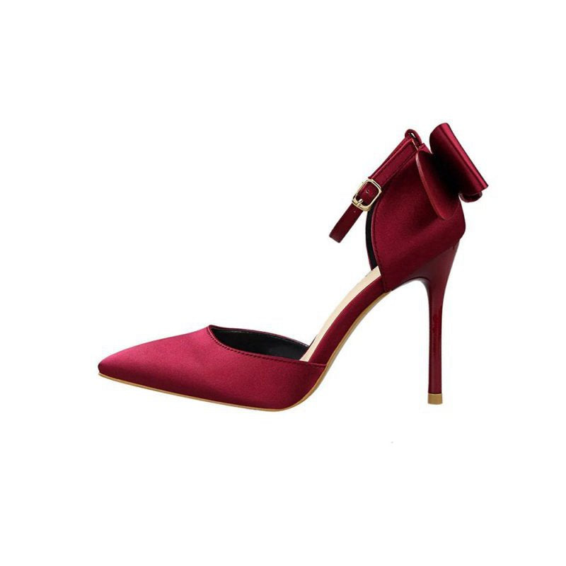 Satin Prom Heels with Bowknot