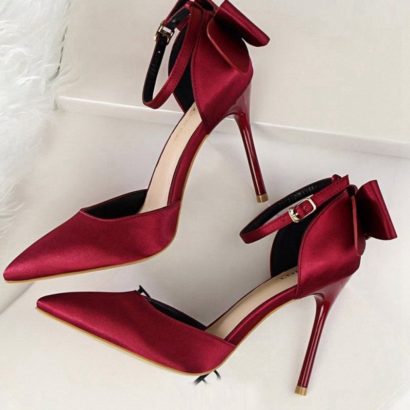 Satin Prom Heels with Bowknot