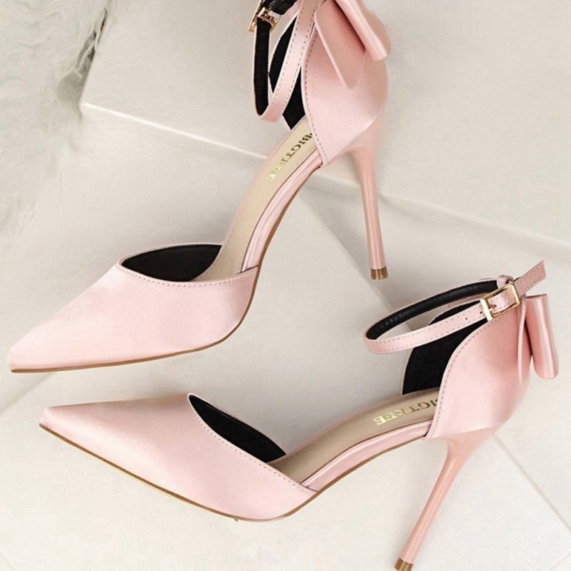 Satin Prom Heels with Bowknot