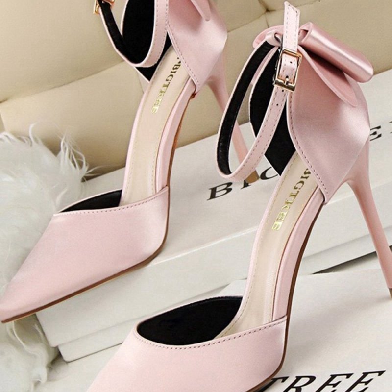 Satin Prom Heels with Bowknot