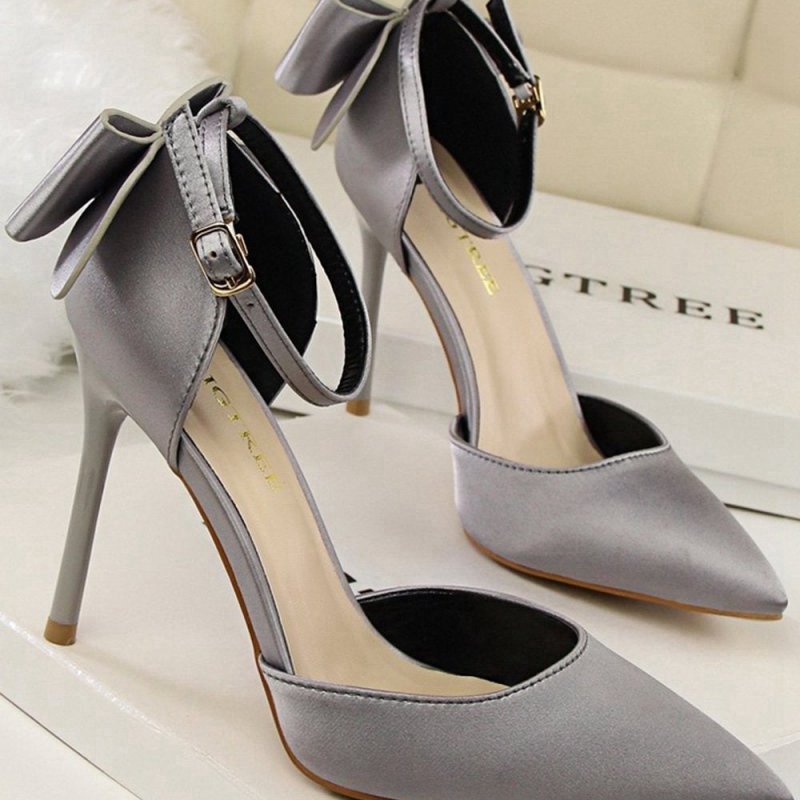 Satin Prom Heels with Bowknot
