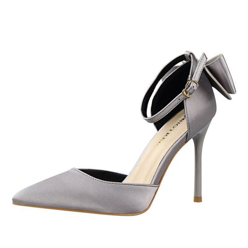 Satin Prom Heels with Bowknot