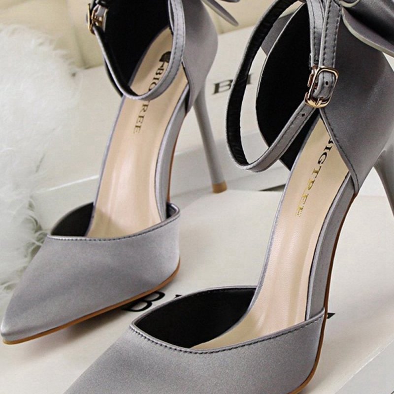 Satin Prom Heels with Bowknot