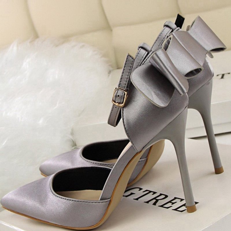 Satin Prom Heels with Bowknot