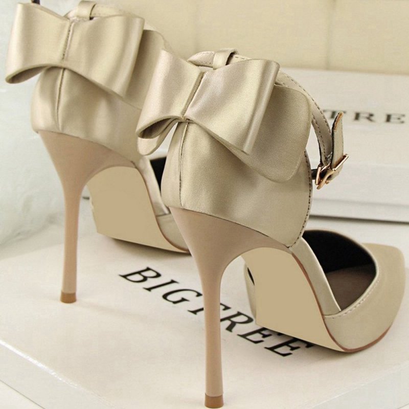 Satin Prom Heels with Bowknot
