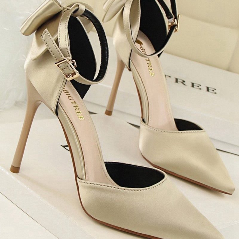 Satin Prom Heels with Bowknot