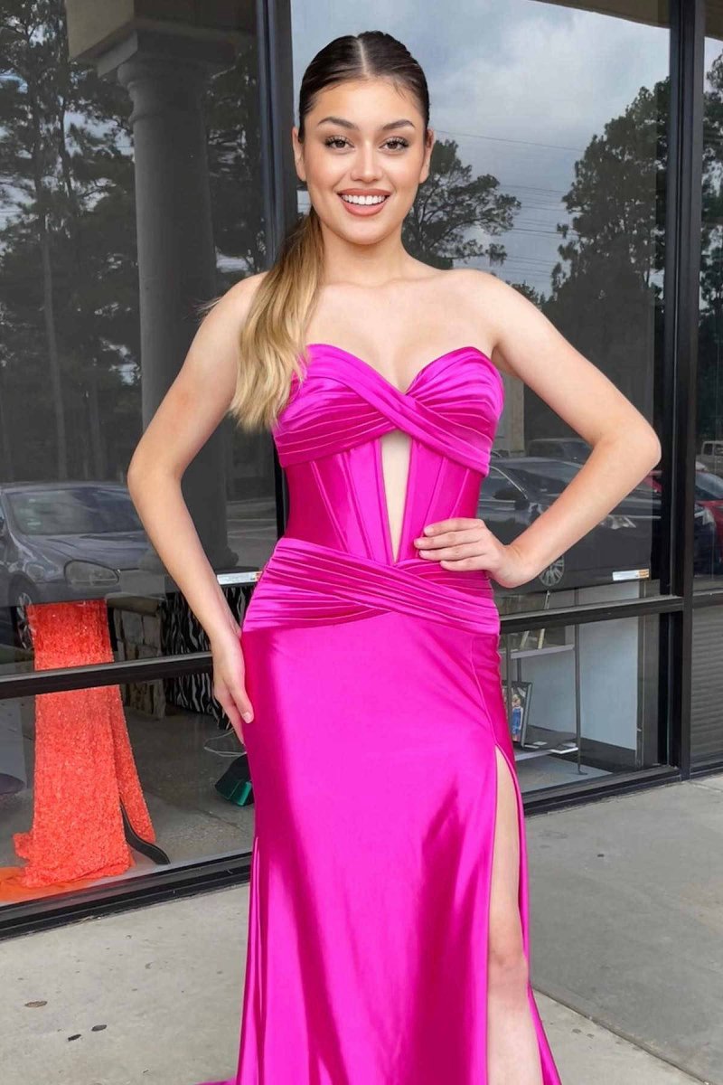 Sweetheart Satin Mermaid Long Prom Dresses