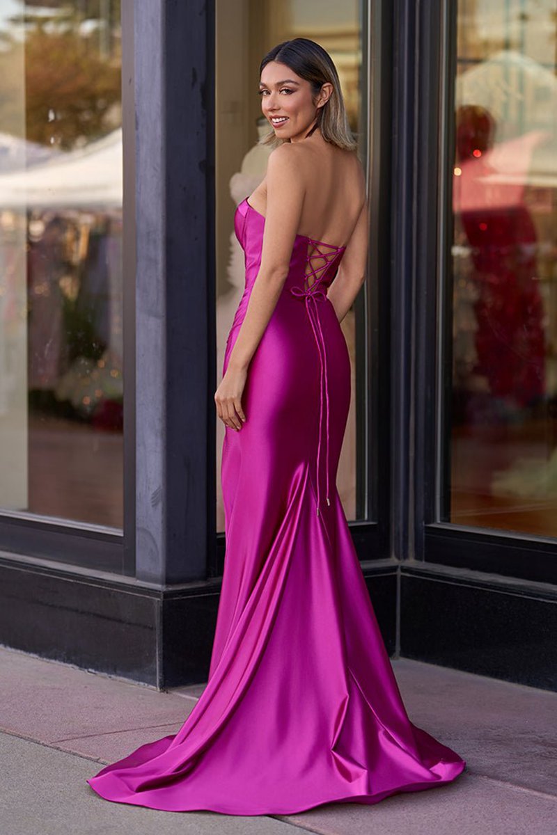 Sweetheart Pleated Mermaid Long Prom Dresses