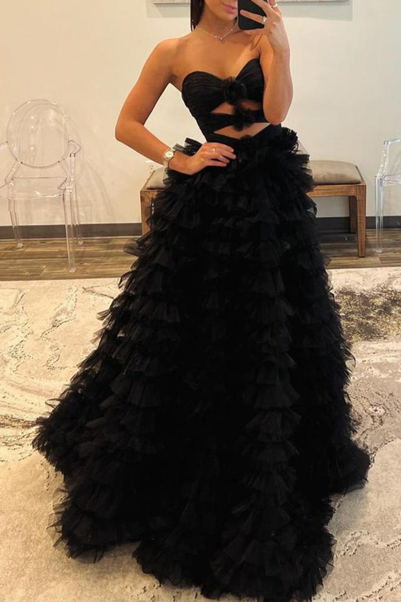 Ball Gown Sweetheart Tie Printed Tulle Prom Dresses