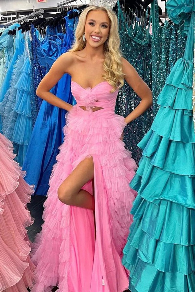 Ball Gown Sweetheart Tie Printed Tulle Prom Dresses