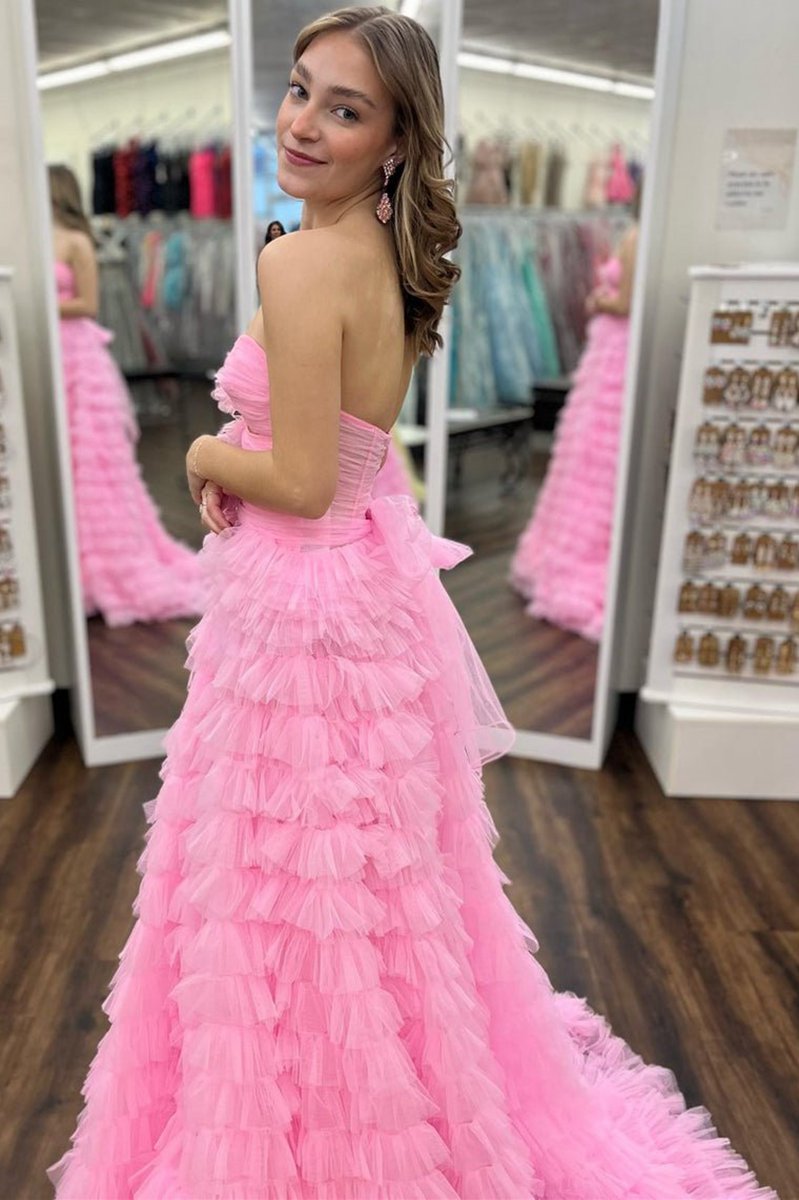Ball Gown Sweetheart Tie Printed Tulle Prom Dresses