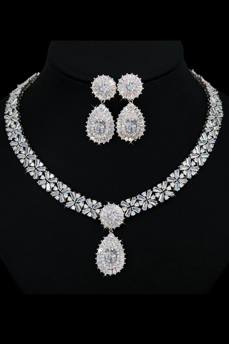 Royal Crystal Necklace Earring Jewelry Set