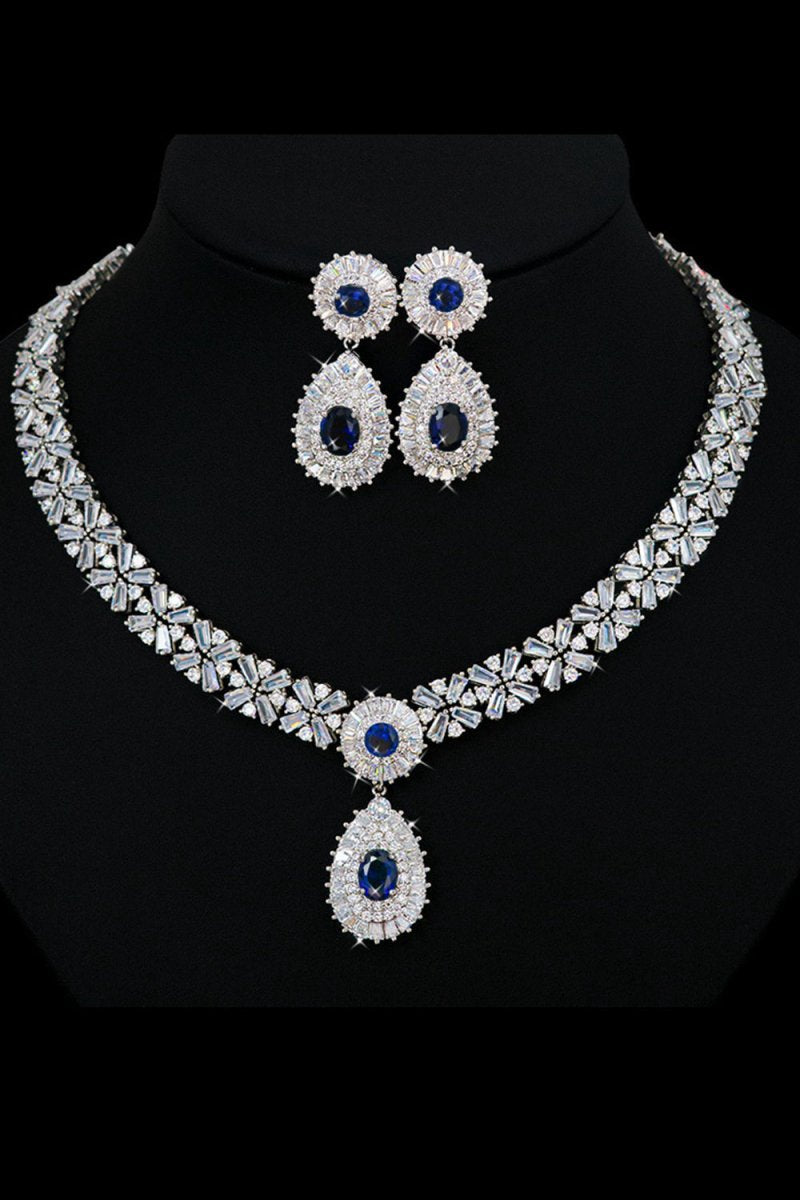 Royal Crystal Necklace Earring Jewelry Set
