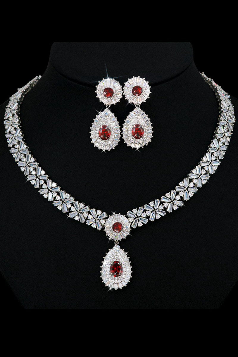 Royal Crystal Necklace Earring Jewelry Set