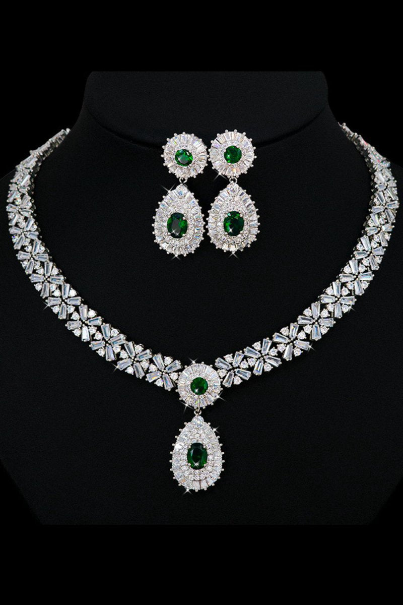 Royal Crystal Necklace Earring Jewelry Set