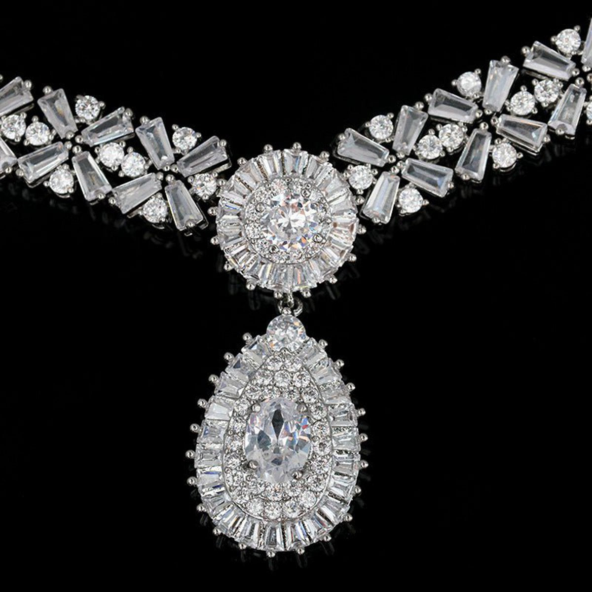 Royal Crystal Necklace Earring Jewelry Set