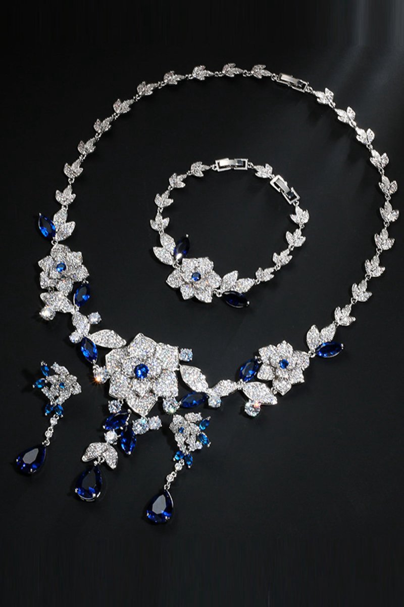 Royal Flower Bracelet Necklace Jewelry Set
