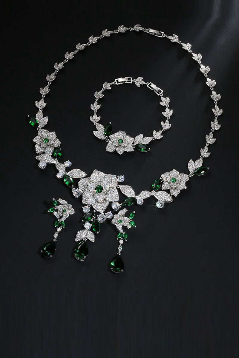 Royal Flower Bracelet Necklace Jewelry Set