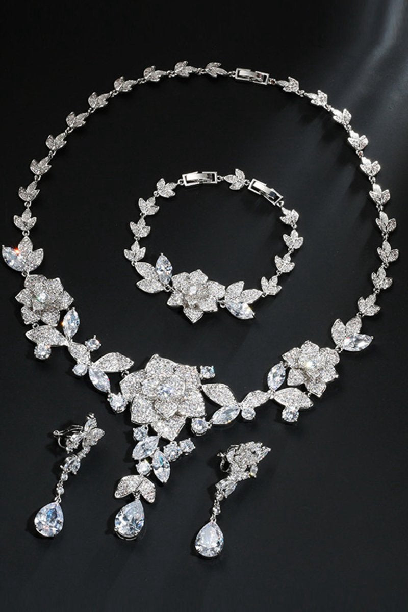 Royal Flower Bracelet Necklace Jewelry Set