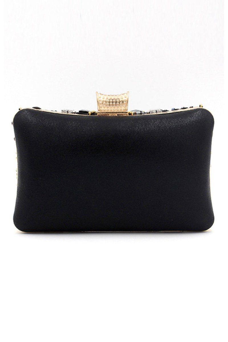 Black Beaded Shoulder Chain Evening Clutch