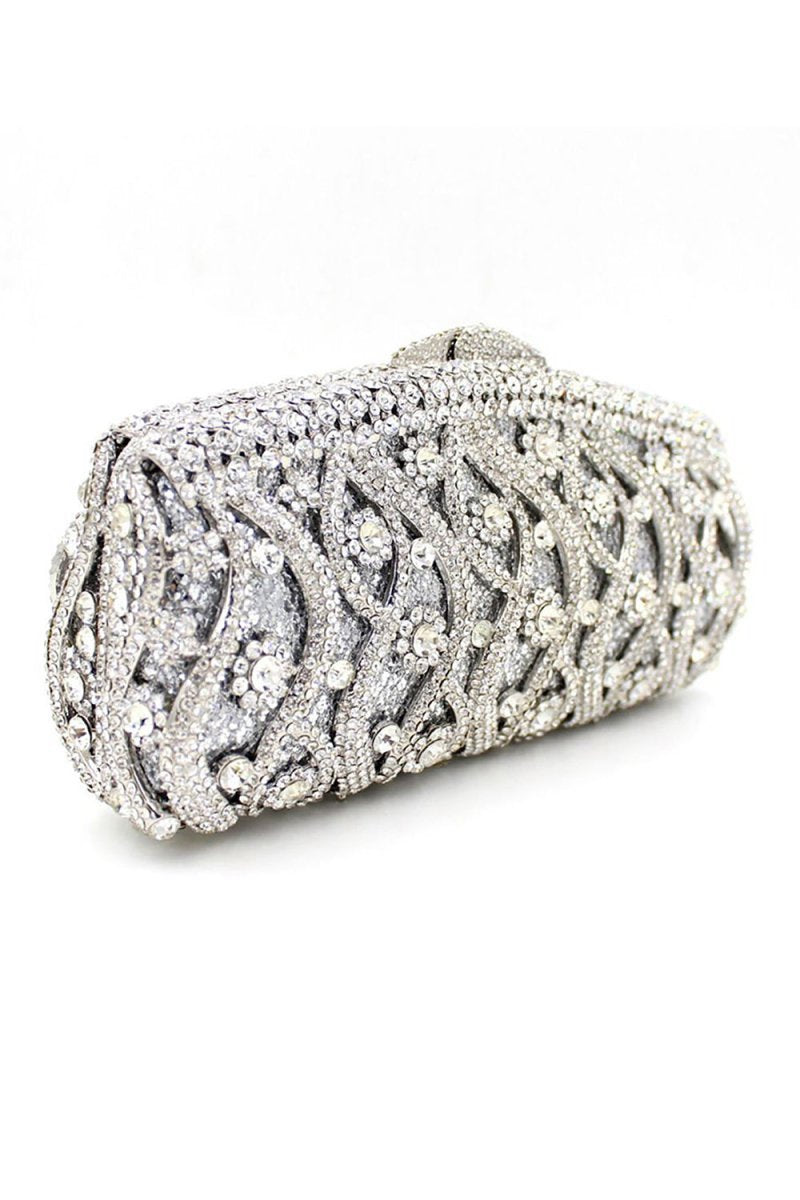 Silver Rhinestones Chain Square Party Handbag