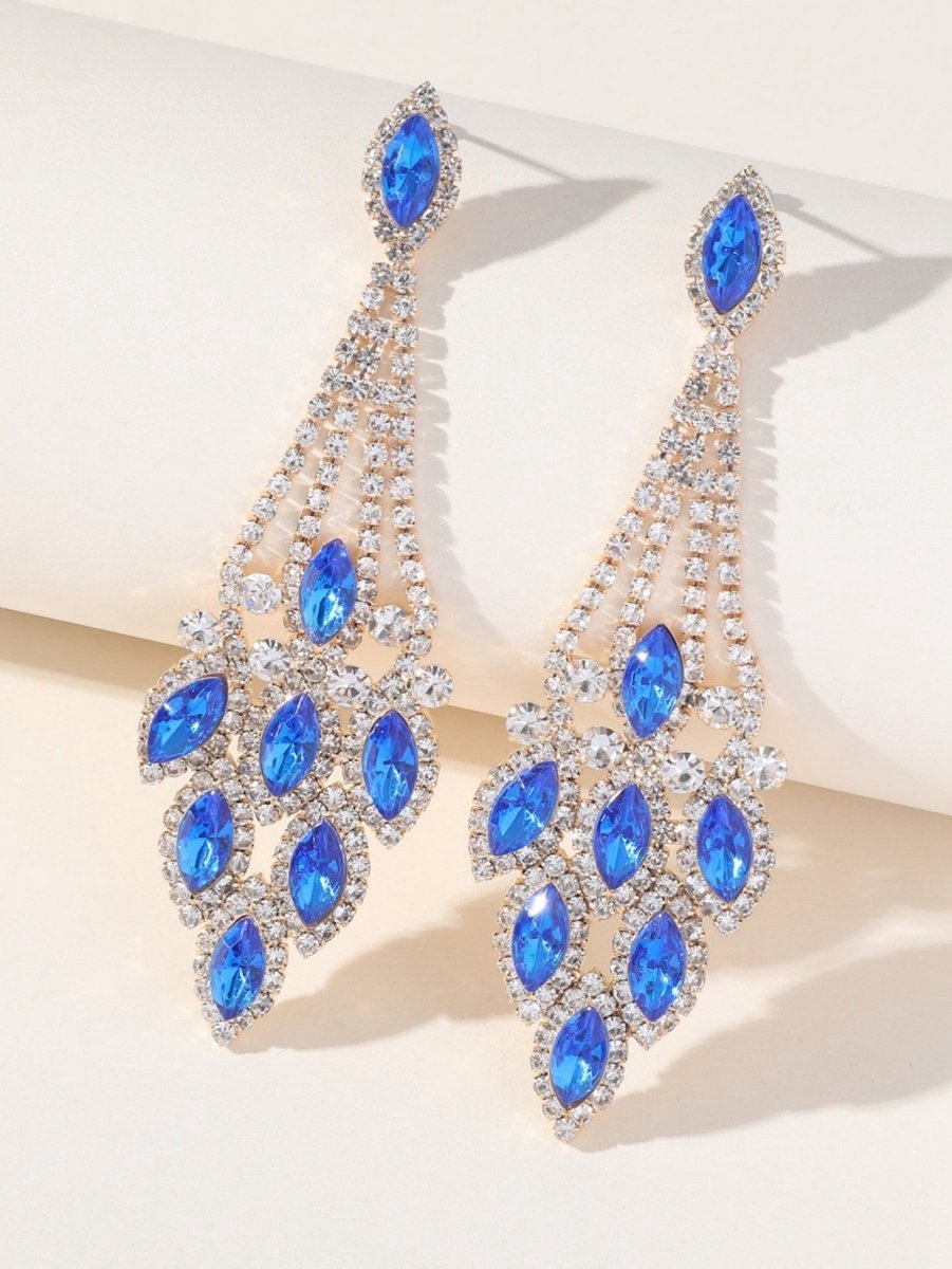 Statement Rhinestones Tassel Long Earrings