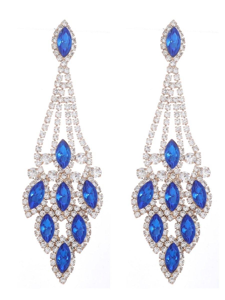 Statement Rhinestones Tassel Long Earrings