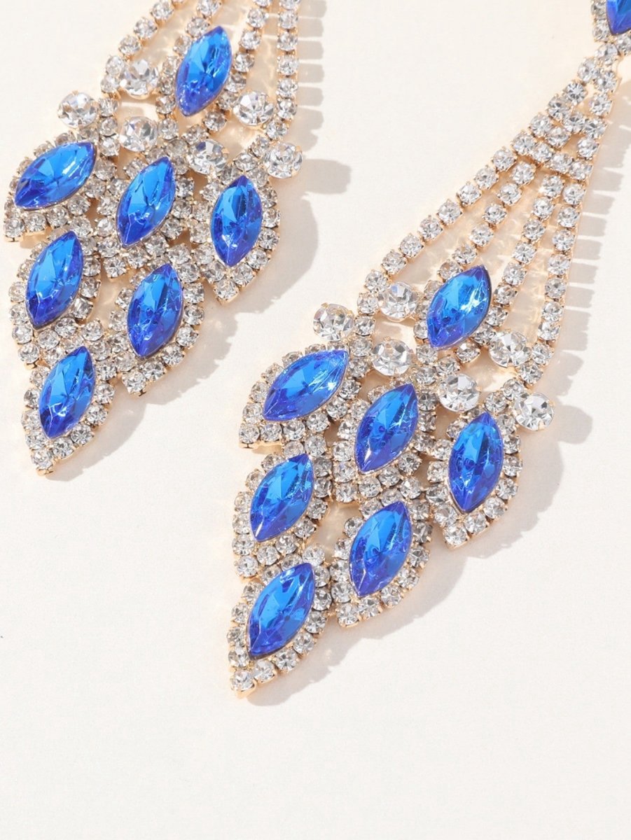Statement Rhinestones Tassel Long Earrings