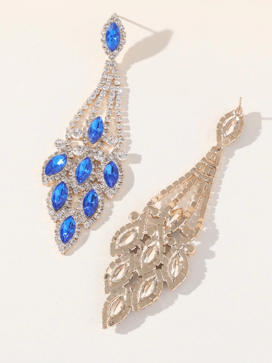 Statement Rhinestones Tassel Long Earrings