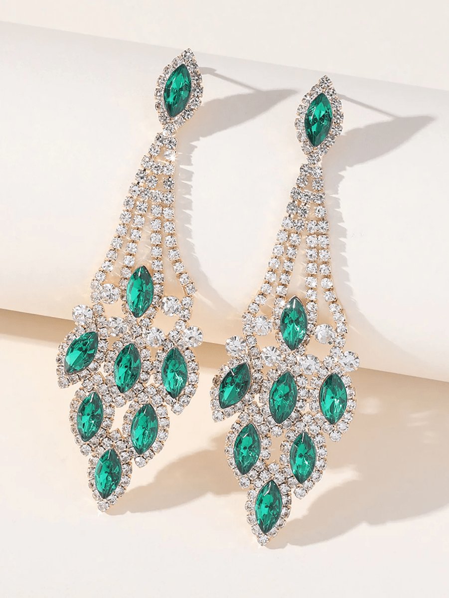 Statement Rhinestones Tassel Long Earrings