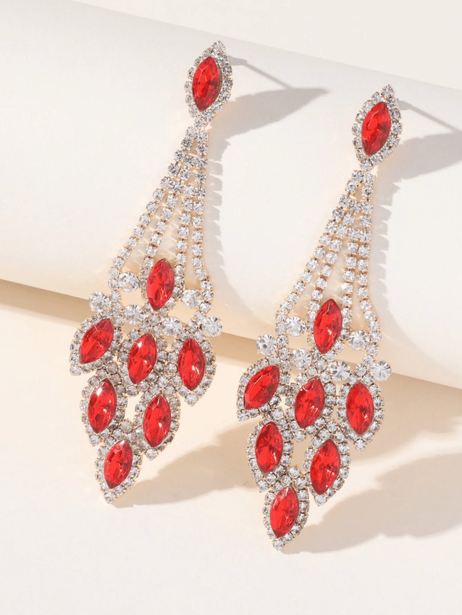 Statement Rhinestones Tassel Long Earrings