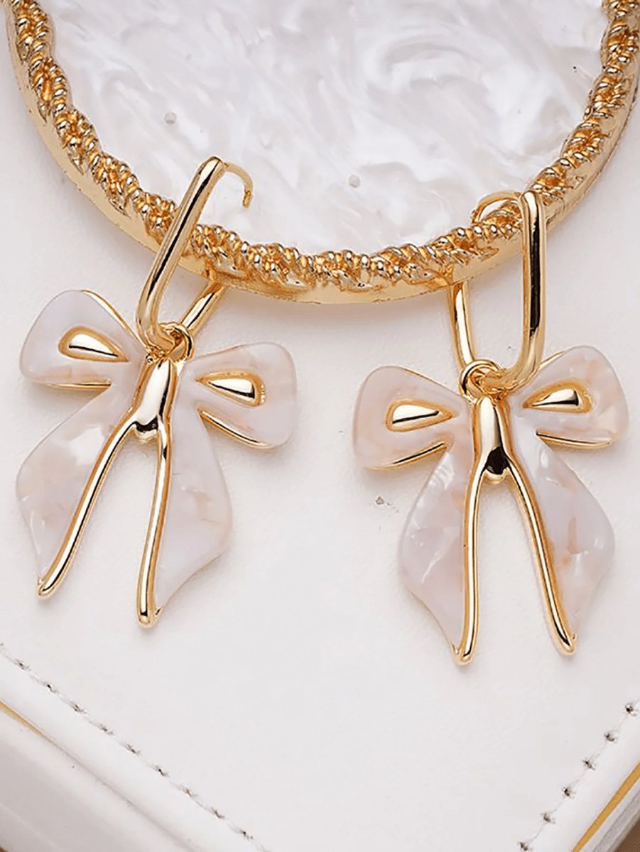 White Cute Bow Earrings