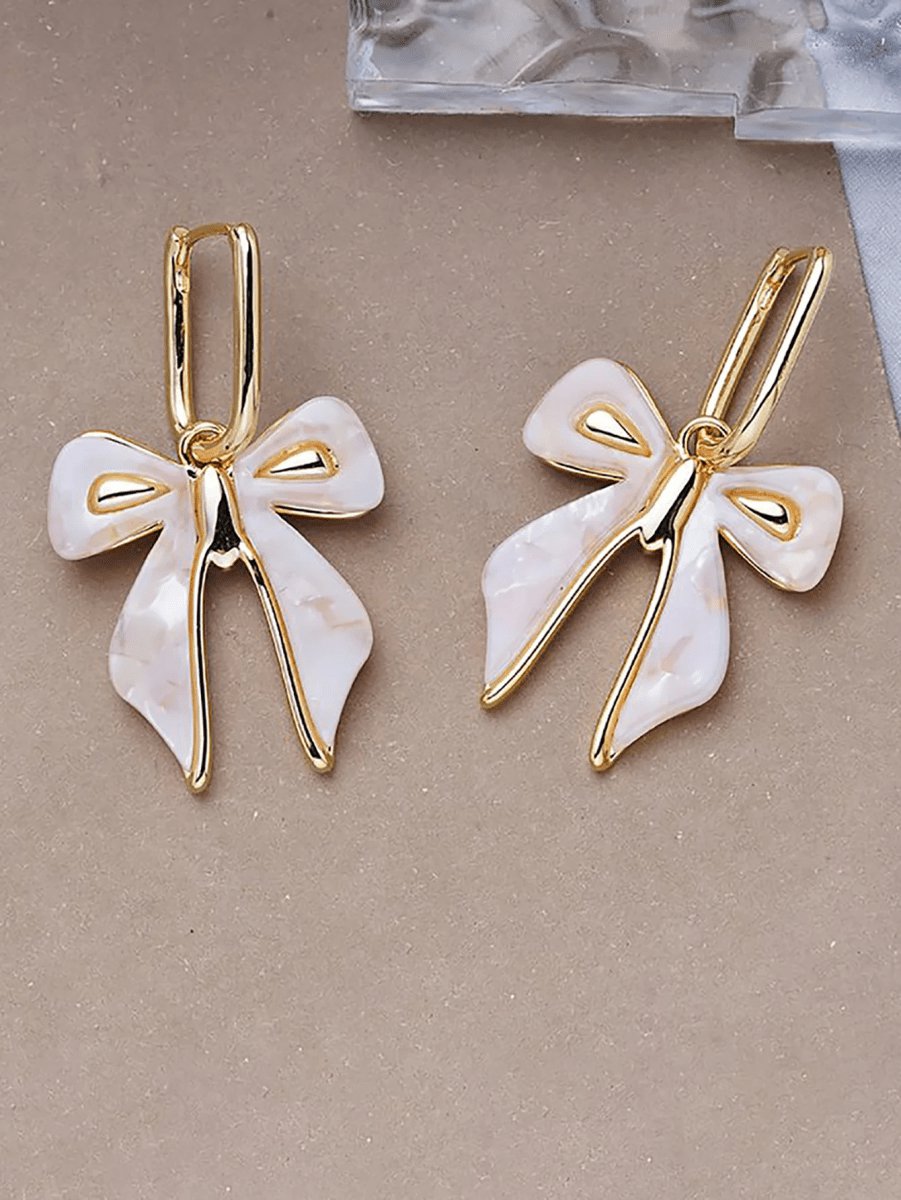 White Cute Bow Earrings