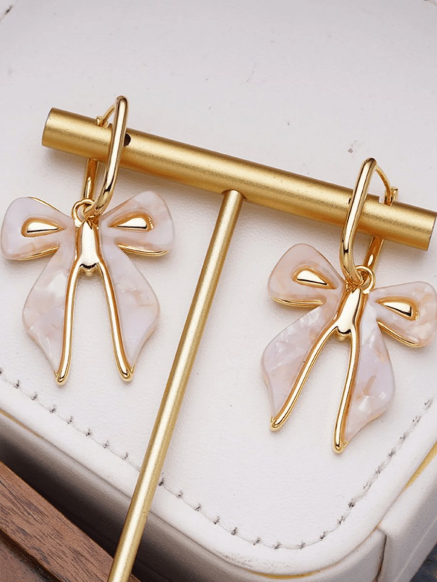White Cute Bow Earrings