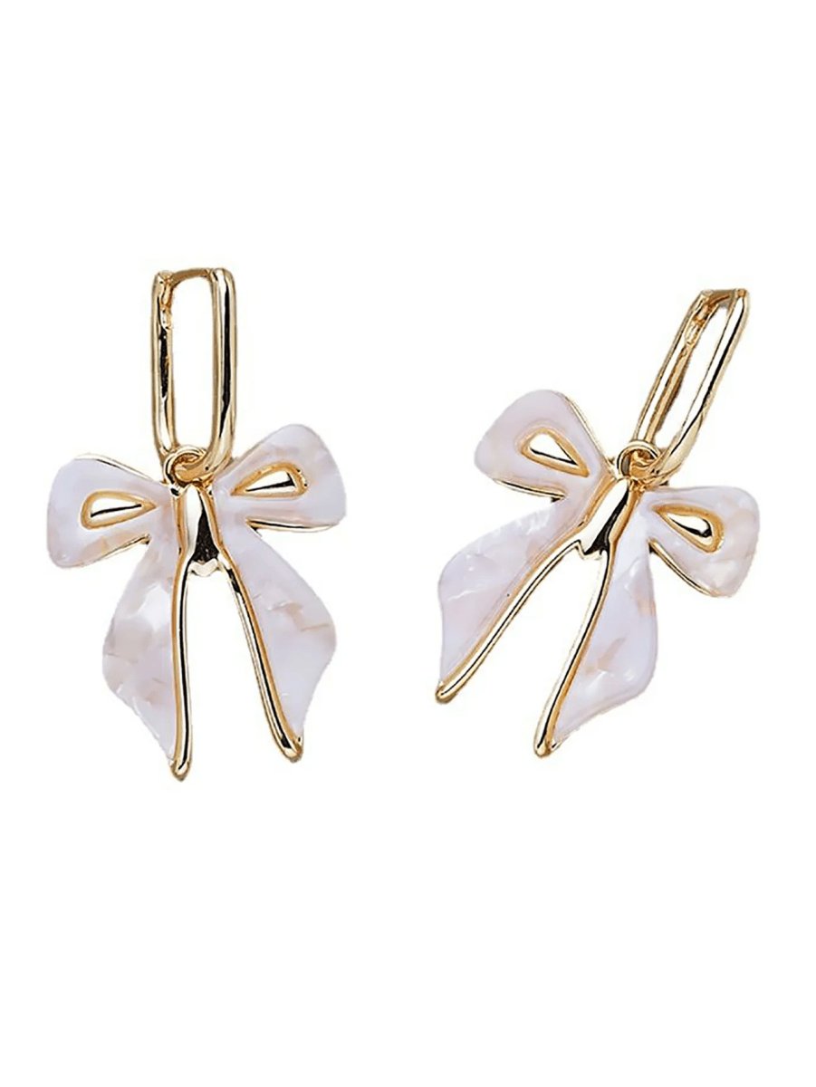 White Cute Bow Earrings