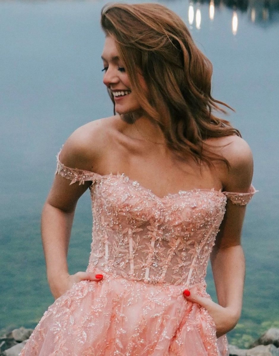 A-line Spaghetti Straps Glitter Tulle Prom Dresses with Slit