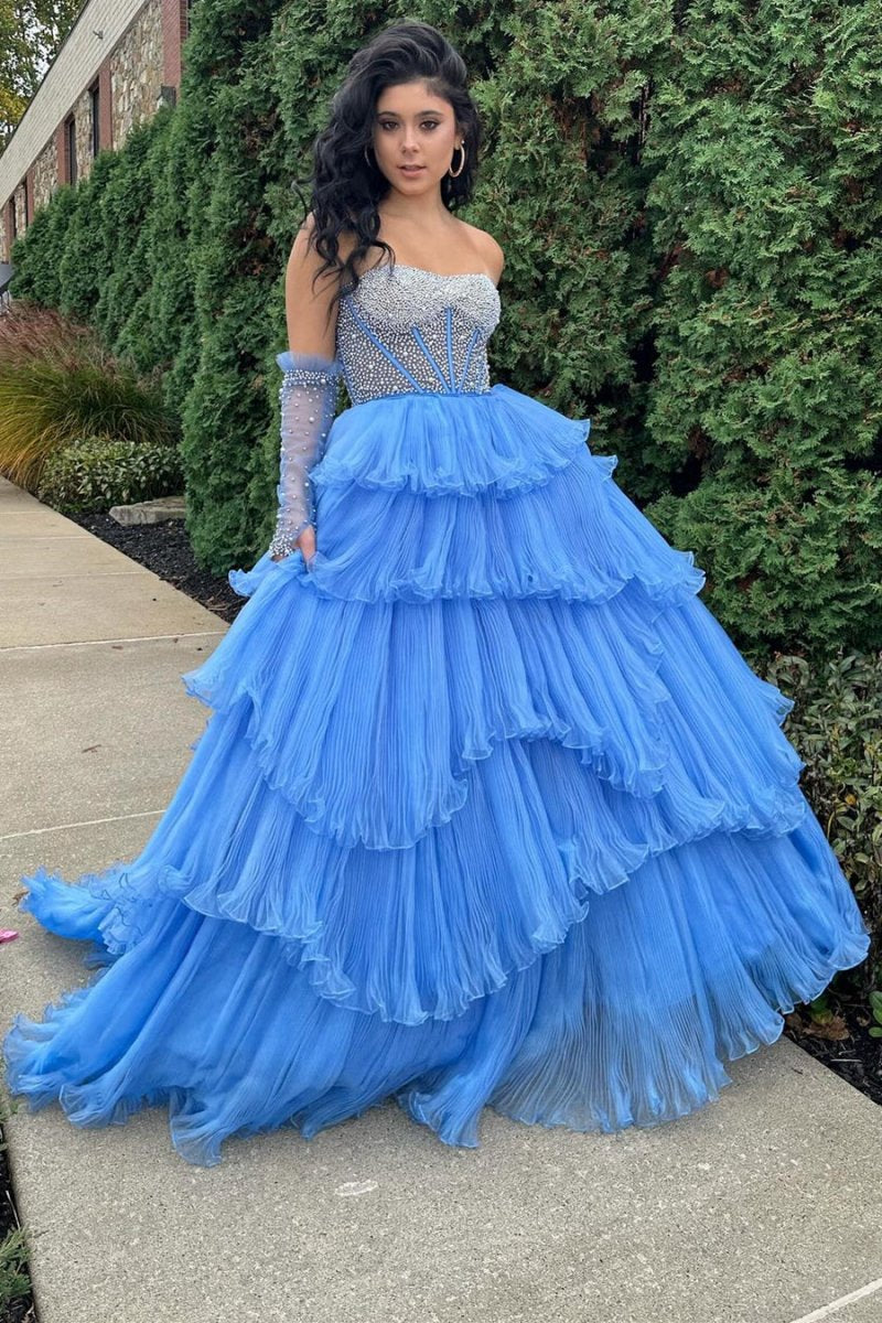 A-line Sweetheart Tie Organza Prom Dresses with Detachable Sleeves