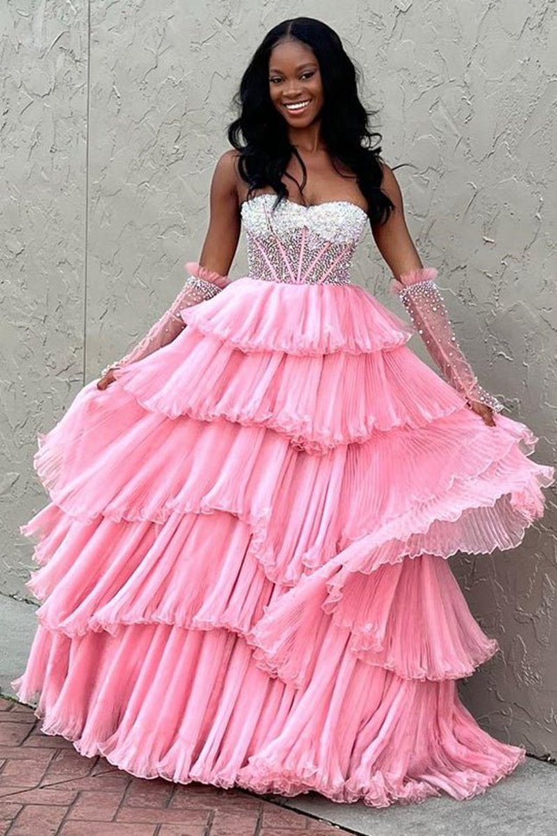 A-line Sweetheart Tie Organza Prom Dresses with Detachable Sleeves