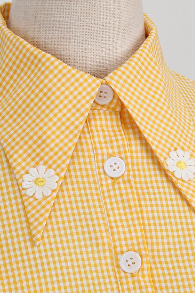 Hepburn Style Plaid Vintage Dresses with Short Sleeves
