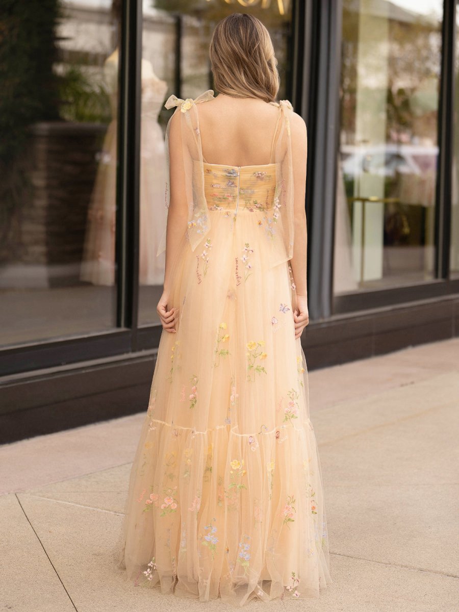 A-line Sweetheart Long Prom Dresses with Embroidery