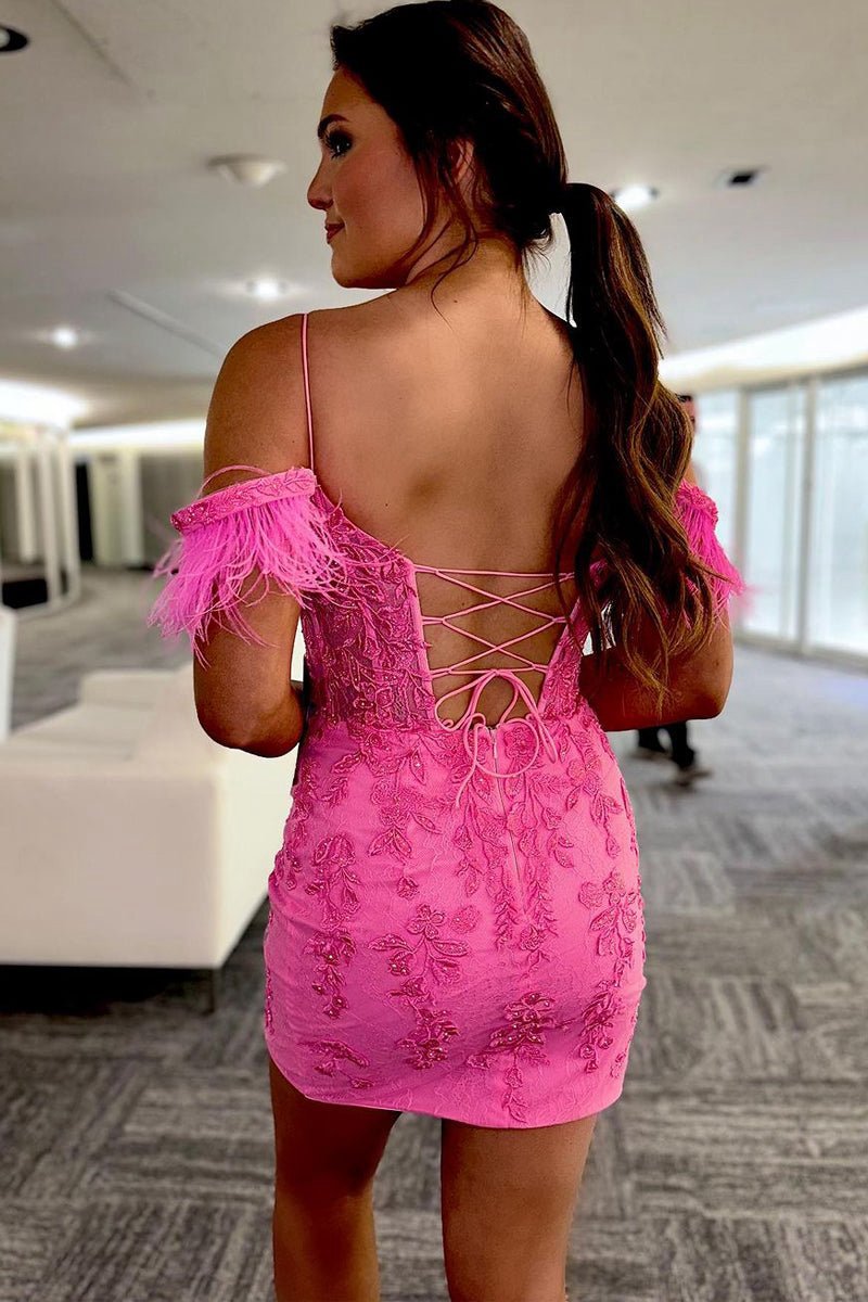 Sheath Off the Shoulder Lace Homecoming Dresses