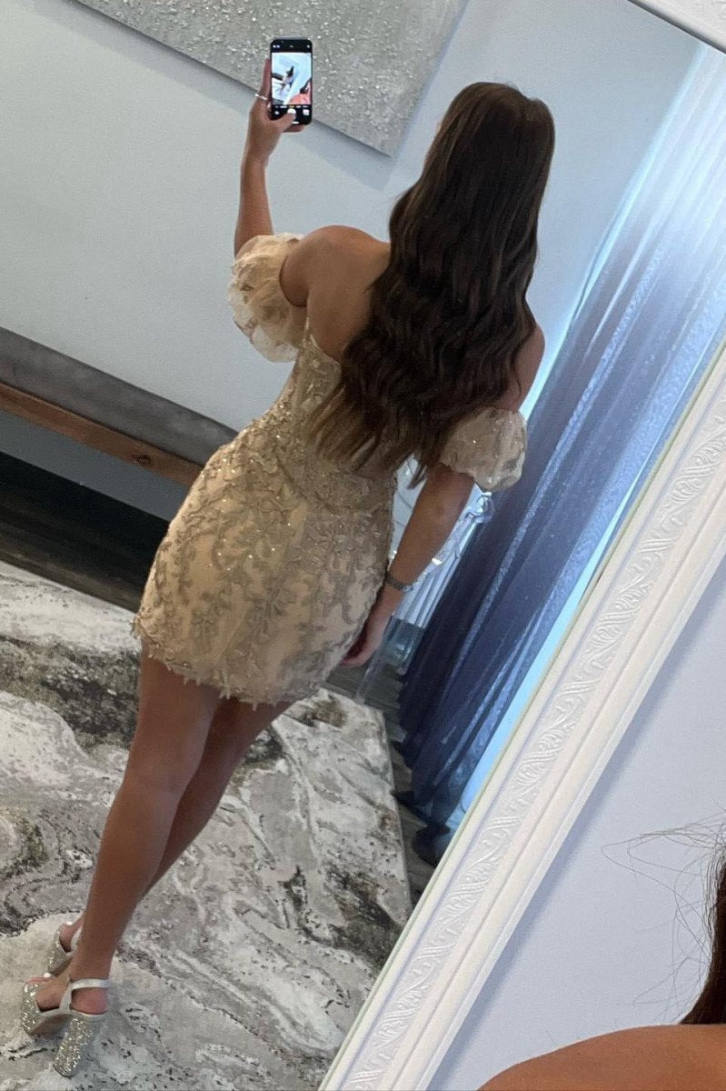 Sheath Lace Strapless Homecoming Dresses with Appliques
