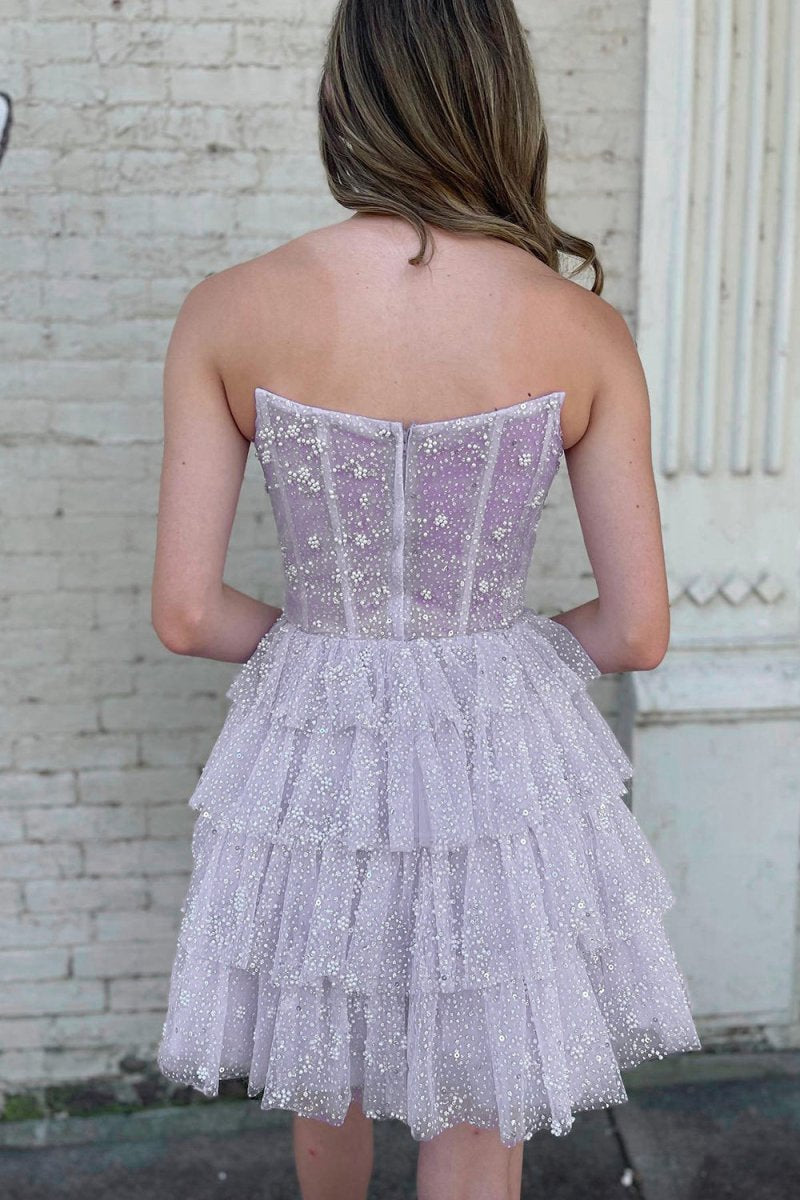A-line Strapless Tie Homecoming Dresses