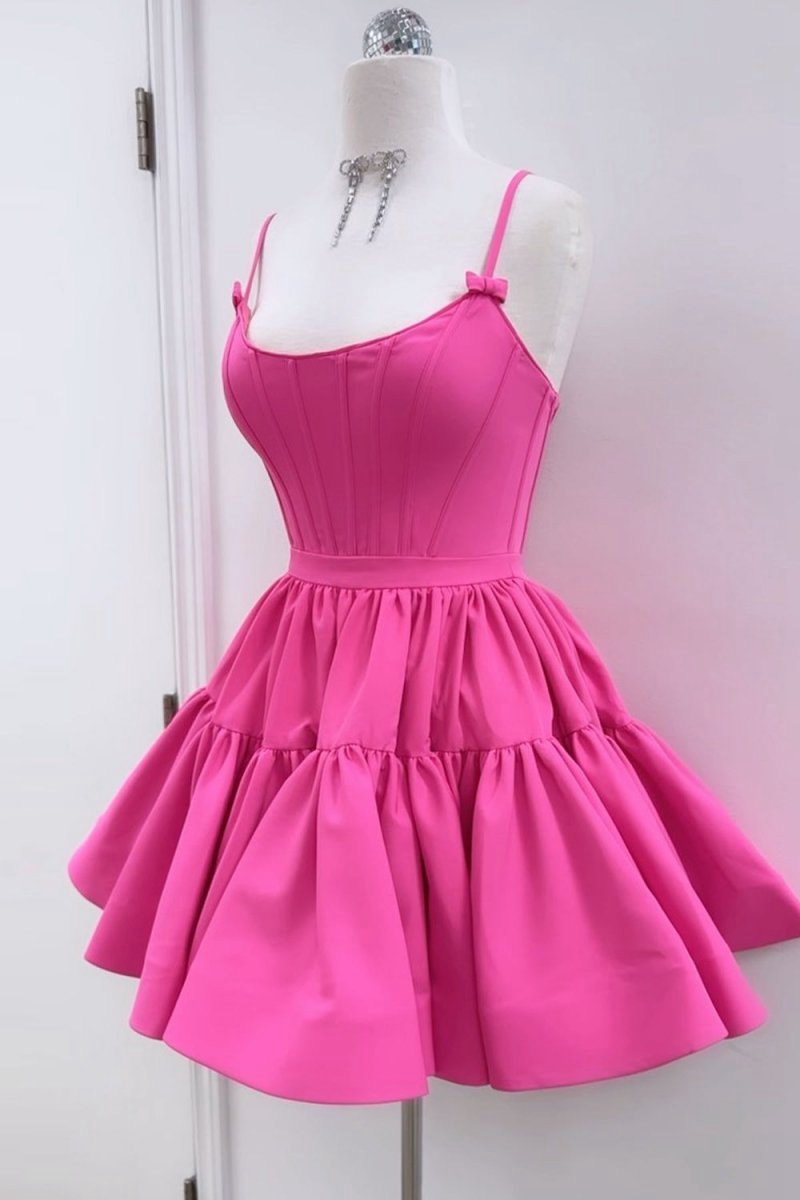 A-line Ruffled Lace-Up Homecoming Dresses