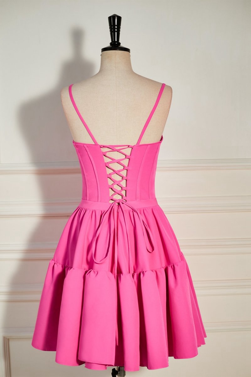 A-line Ruffled Lace-Up Homecoming Dresses