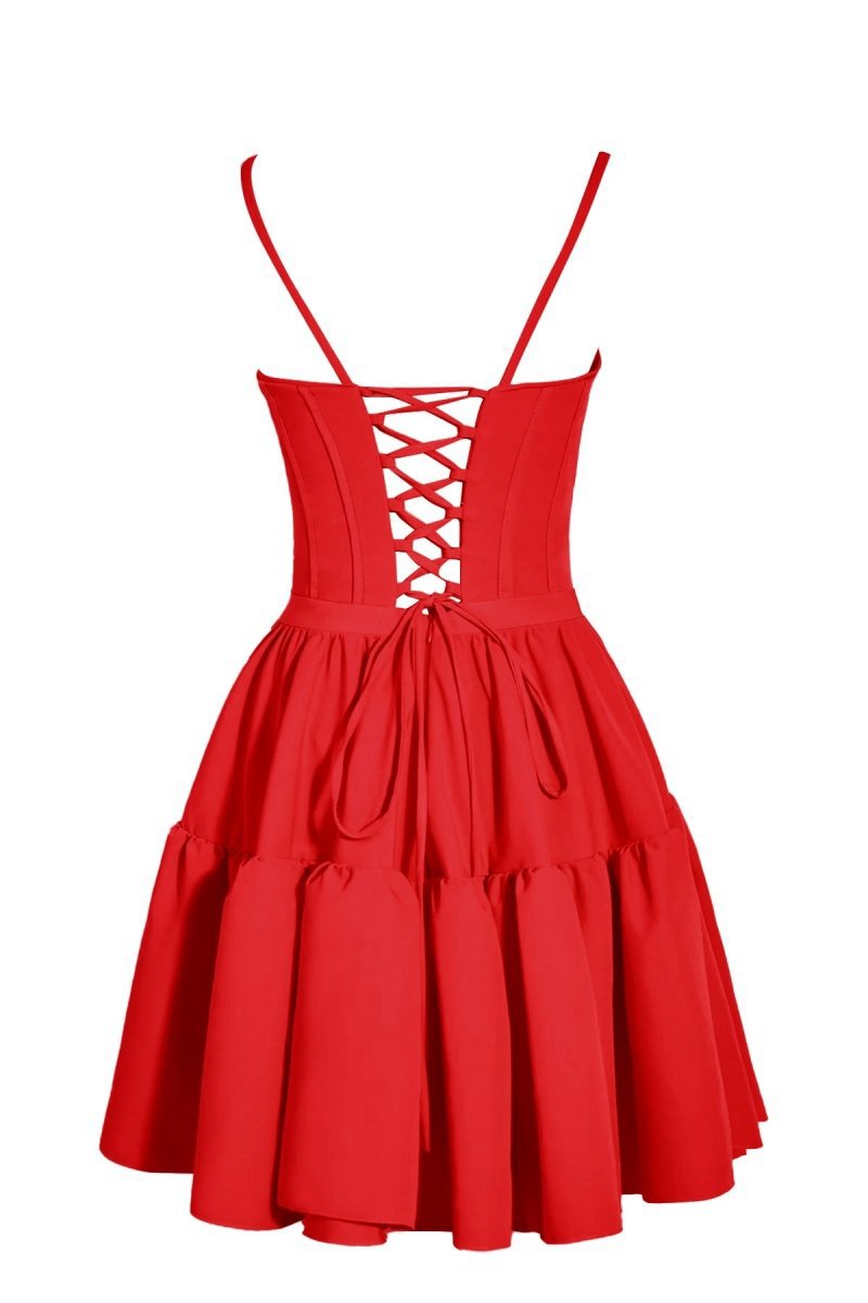 A-line Ruffled Lace-Up Homecoming Dresses