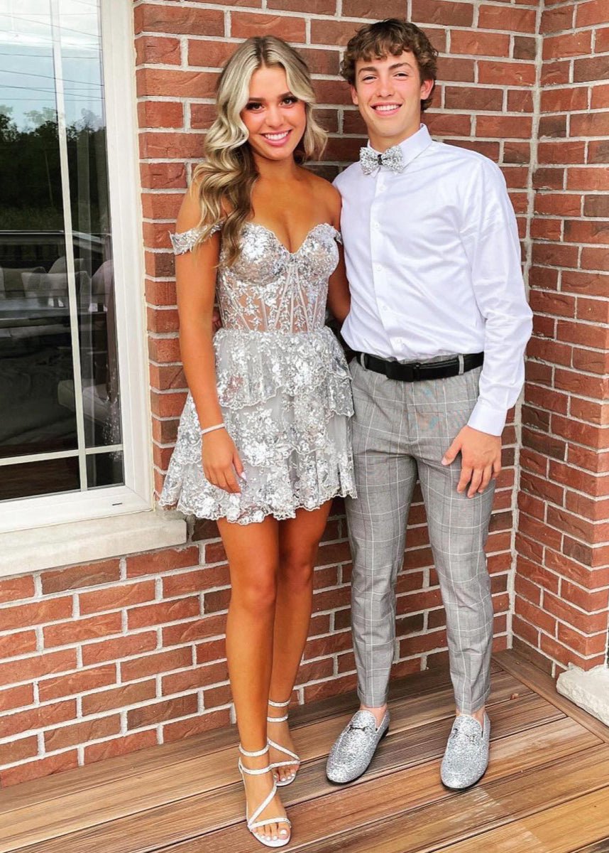 Short A-line Sweetheart Tie Homecoming Dresses