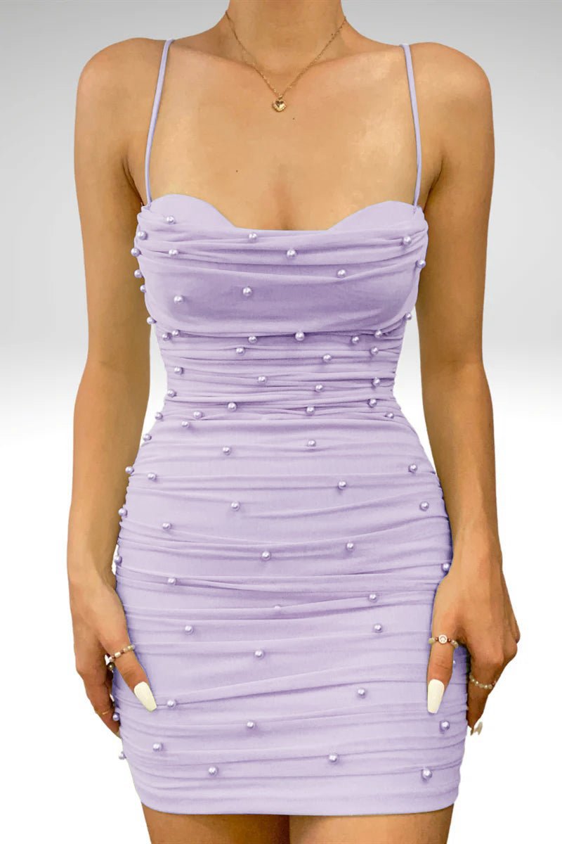 Sheath Tulle Pleated Homecoming Dresses with Pearls